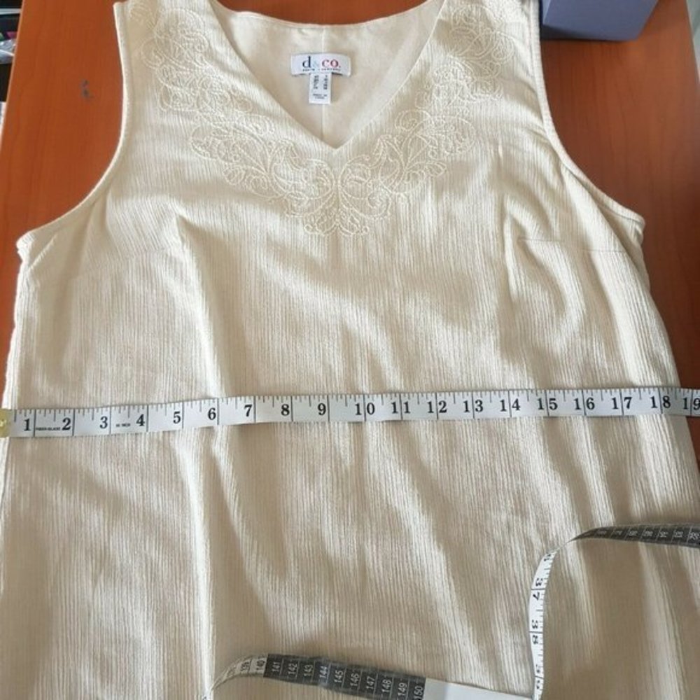 Denim & Company Womens Sleeveless Dress Size Small Sheath  Beige Embroidered - Picture 11 of 12